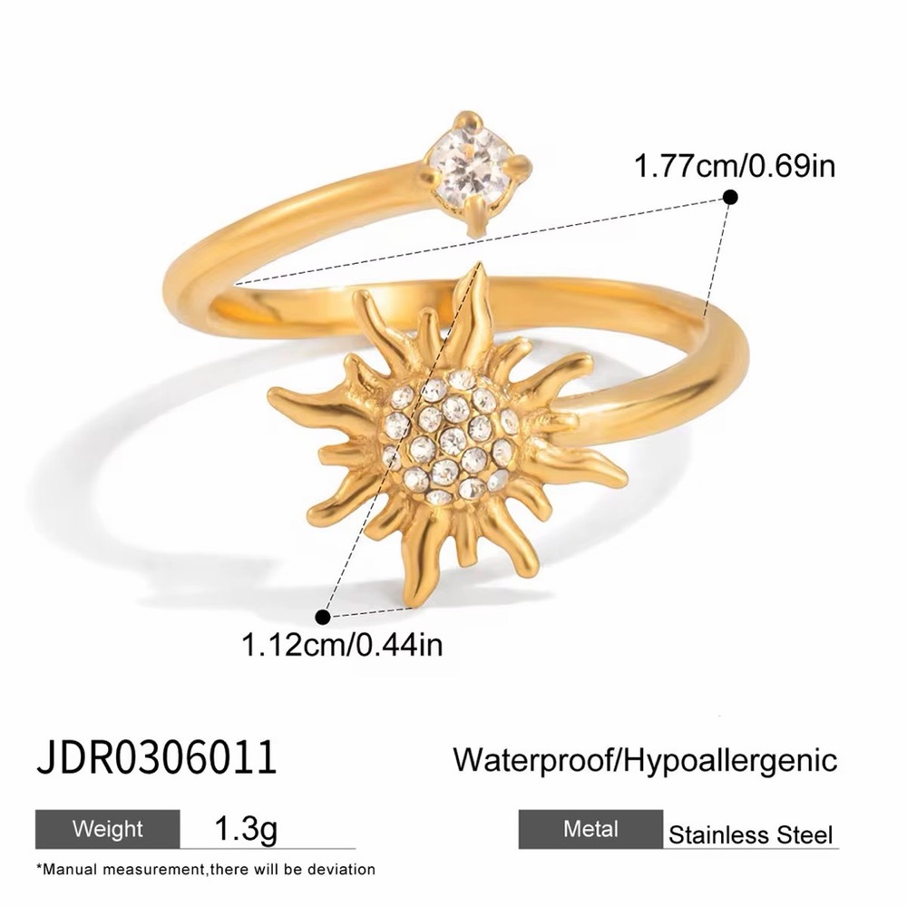 18K Gold Plated Adjustable Sun Ring - Picture 8 of 9